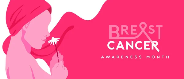 Breast Cancer Awareness Month Illustration Beautiful Survivor Woman Pink Head — Vector de stock