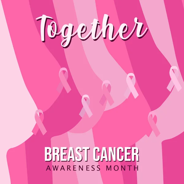 Ευαισθητοποίηση Του Καρκίνου Του Μαστού Ευχετήρια Κάρτα Διαφορετικές Ροζ Γυναίκες — Διανυσματικό Αρχείο