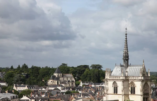 Widok Miasto Amboise Dolinie Loary Francja Widokiem Budynki Rzekę Drogi — Zdjęcie stockowe