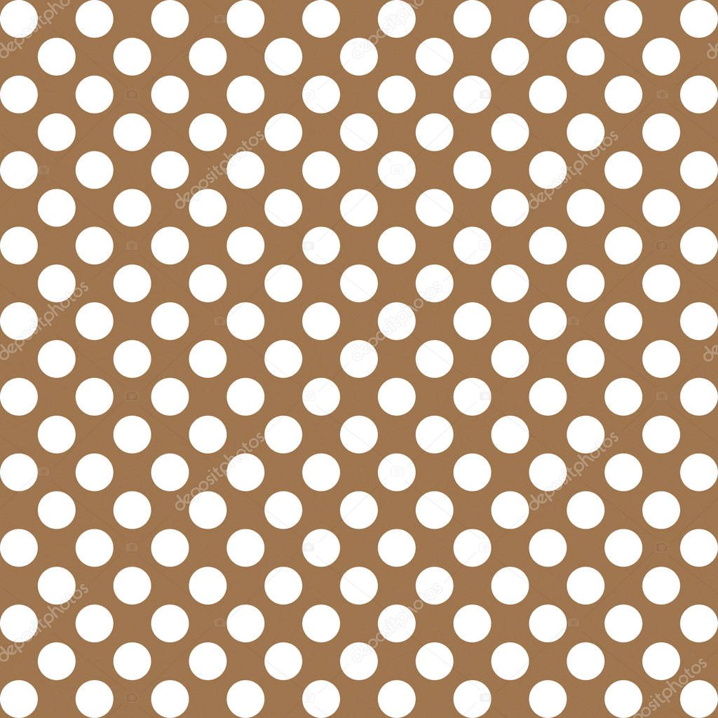 White polka dots pattern on brown background