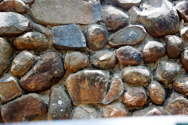 Wall Embedded Stone Pebbles Various Sizes Shapes — Stock Photo, Image