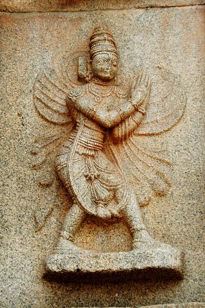 Bas Relief Stone Icon Garuda Hazararama Temple Hampi Karnataka India — Stock Photo, Image