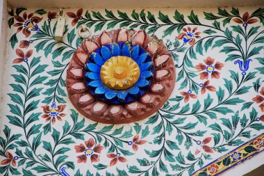 Colorful design on ceiling at City Palace in Udaipur, Rajasthan, India, Asia clipart