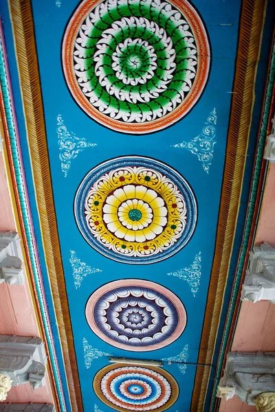 Painting Colorful Geometrical Pattern Ceiling Corridor Ramanath Temple Rameshwaram Tamil — Stock Photo, Image