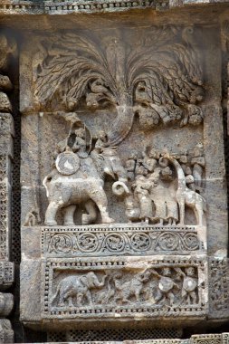 Savaş olay yerinde Güneş Tapınağı, Konark, Odisha (Orrissa), Hindistan, Asya tasvir paneli taş duvar