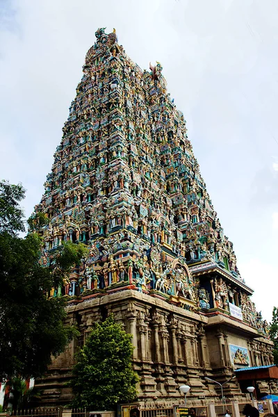 Vista Torre Occidental Del Templo Meenakshi Madurai Tamil Nadu India — Foto de Stock