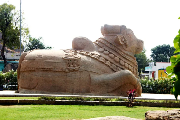 Гігантські Монолітних Скульптура Кам Яного Нанді Lepakshi Штаті Андхра Прадеш — стокове фото