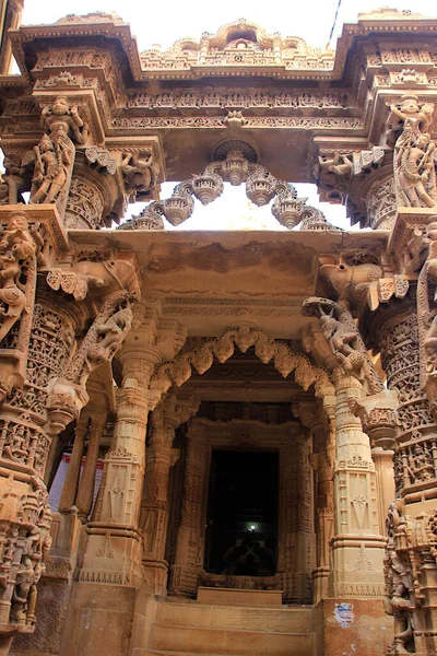 Frontal View Jain Temple Jaisalmer Fort Jaisalmer Rajasthan India Asia — стокове фото