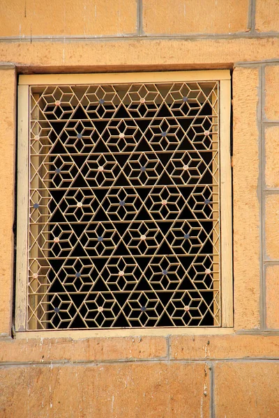 Window Frame Repeating Triangular Diamond Shaped Patterns Patawon Haweli Jaisalmer — Stock Photo, Image