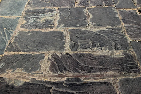 Vista Mais Próxima Granular Polido Piso Pedra Preta Condição Antiga — Fotografia de Stock