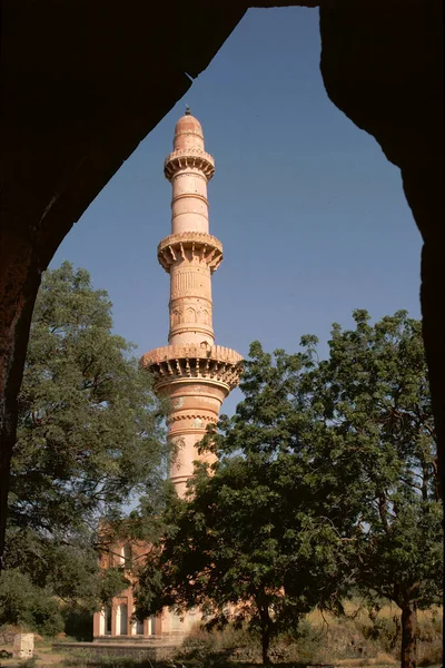 Rámcový Pohled Chand Minar Islámský Styl Vítězství Věž Daulatabad Fort — Stock fotografie