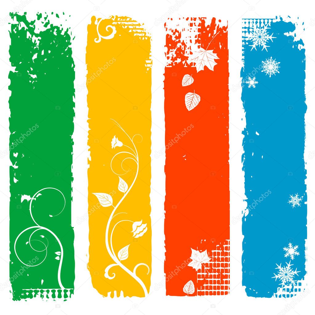 Set of four season vertical banners - illustration 