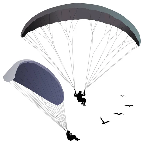 Paraglider Zweeft Berg Als Een Vogel — Stockvector