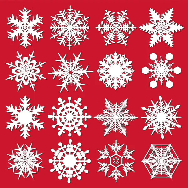 Copos Nieve Cristal Conjunto Vectores Para Diseñadores — Vector de stock