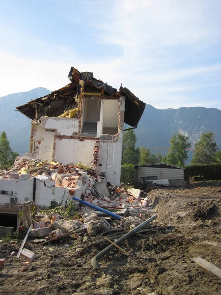 Abriss Bau Wiederaufbau Gebäude Während Des Abrisses — Stockfoto