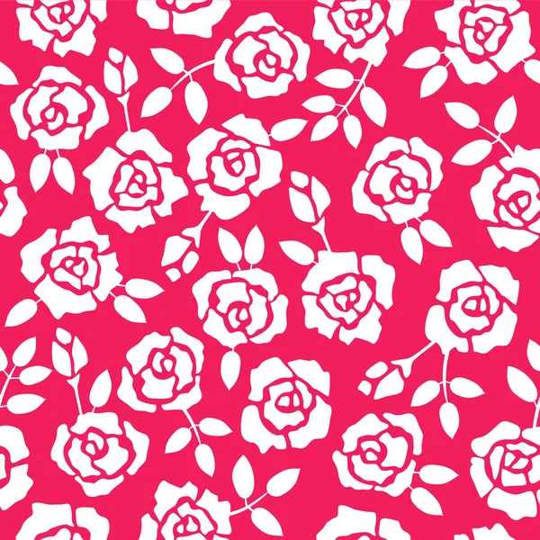 复古花卉无缝背景与玫瑰情人节背景 — 图库矢量图片