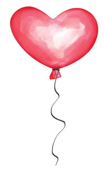 Şeffaf Balon Kırmızı Kalp Kırpma Yoluyla Illüstrasyon Renkli — Stok fotoğraf