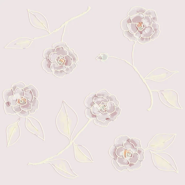 レトロな壁紙。手描きの花が描かれました。シームレスパターン b — ストックベクタ