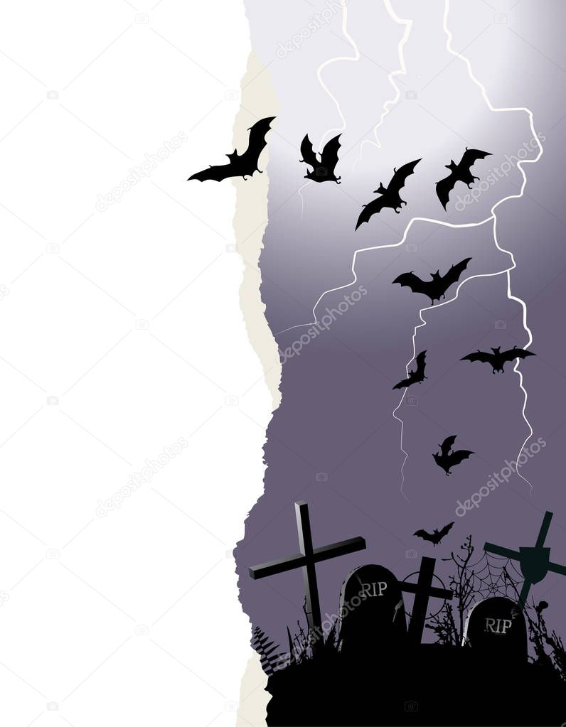 Halloween background with flying bats and a place for your text.