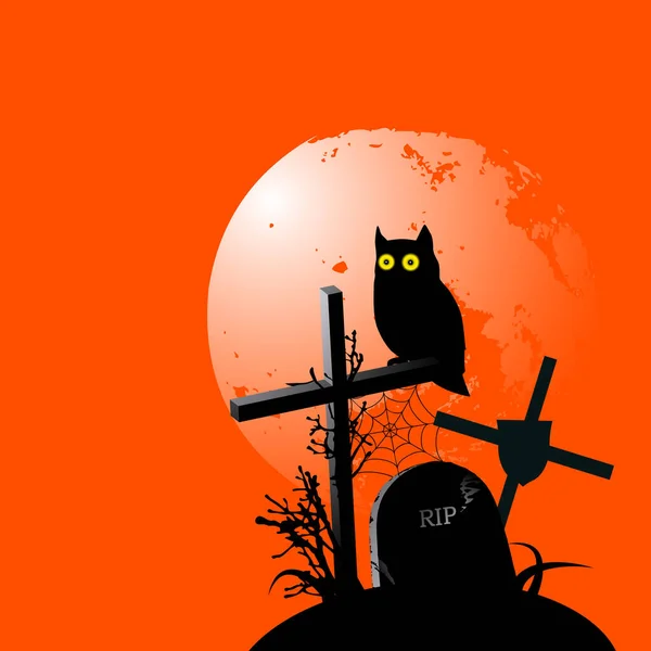 Búho Solitario Fondo Halloween Con Lugar Para Texto — Vector de stock