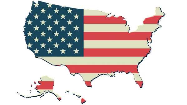 Enad Stat Amerika Flagga Karta Bakgrund Vektor Print — Stock vektor