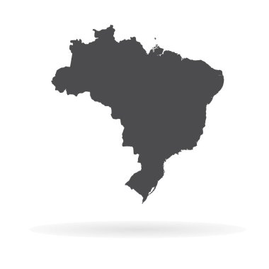 Vektör harita Brezilya. İllüstrasyon izole vektör. Beyaz arka plan üzerine siyah. EPS 10 illüstrasyon.