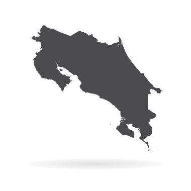 Vektör harita Kosta Rika. İllüstrasyon izole vektör. Beyaz arka plan üzerine siyah. EPS 10 illüstrasyon.