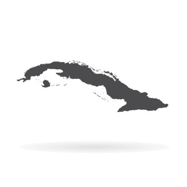 Vektör harita Küba. İllüstrasyon izole vektör. Beyaz arka plan üzerine siyah. EPS 10 illüstrasyon.