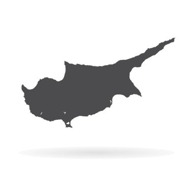 Vektör harita Kıbrıs. İllüstrasyon izole vektör. Beyaz arka plan üzerine siyah. EPS 10 illüstrasyon.