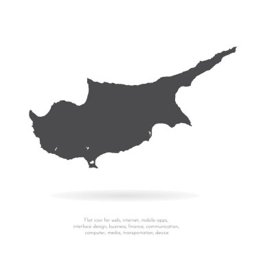 Vektör harita Kıbrıs. İllüstrasyon izole vektör. Beyaz arka plan üzerine siyah. EPS 10 illüstrasyon.