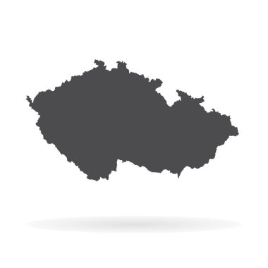 Vektör harita Çek Cumhuriyeti. İllüstrasyon izole vektör. Beyaz arka plan üzerine siyah. EPS 10 illüstrasyon.