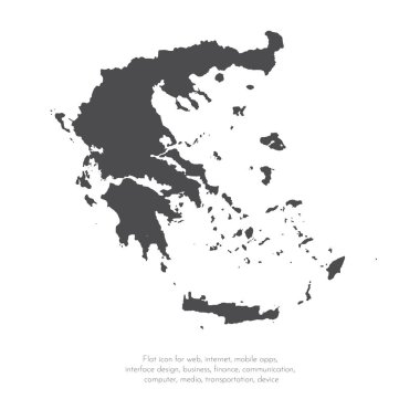 Vektör harita Yunanistan. İllüstrasyon izole vektör. Beyaz arka plan üzerine siyah. EPS 10 illüstrasyon.