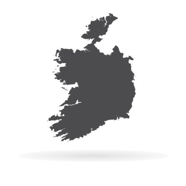 Vektör harita İrlanda. İllüstrasyon izole vektör. Beyaz arka plan üzerine siyah. EPS 10 illüstrasyon.