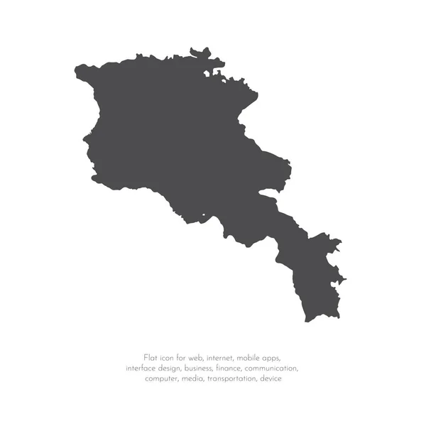 Wektor Mapa Armenii Białym Tle Wektor Ilustracja Czarny Białym Tle — Wektor stockowy