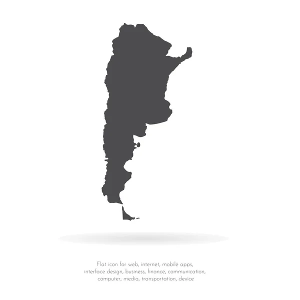 Mappa Vettoriale Argentina Illustrazione Del Vettore Isolato Nero Sfondo Bianco — Vettoriale Stock