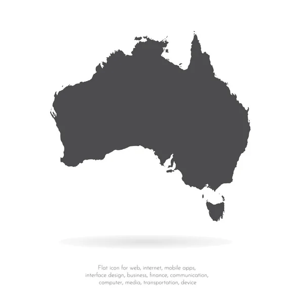 Векторная Карта Австралия Изолированная Векторная Иллюстрация Черный Белом Фоне Эпс — стоковый вектор
