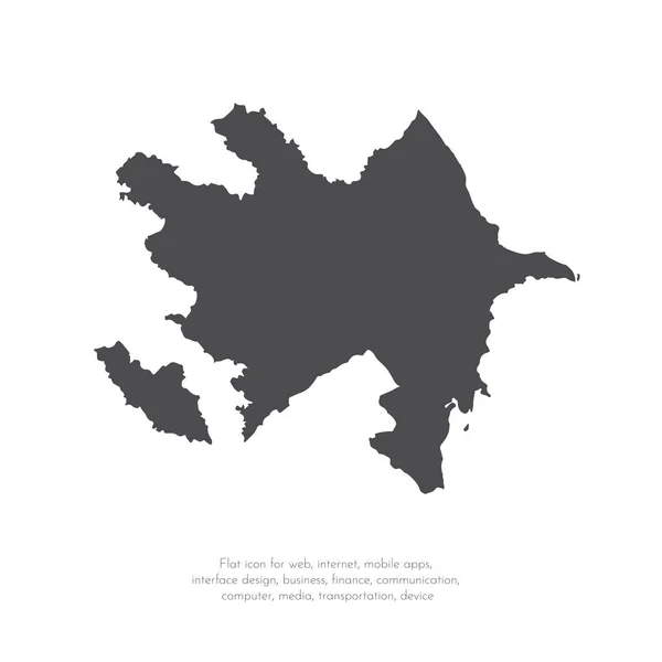 Mappa Vettoriale Azerbaigian Illustrazione Del Vettore Isolato Nero Sfondo Bianco — Vettoriale Stock