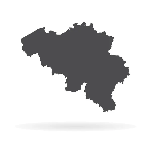 Mapa Vetorial Bélgica Ilustração Vetorial Isolada Preto Sobre Fundo Branco — Vetor de Stock