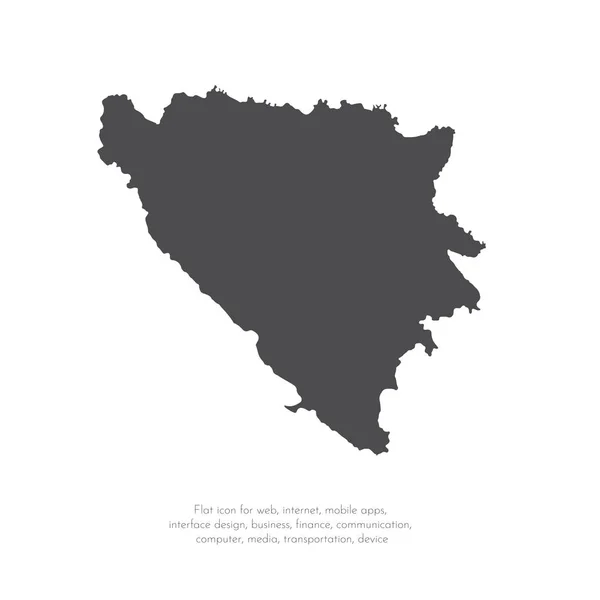 Carta Vettoriale Bosnia Erzegovina Illustrazione Del Vettore Isolato Nero Sfondo — Vettoriale Stock