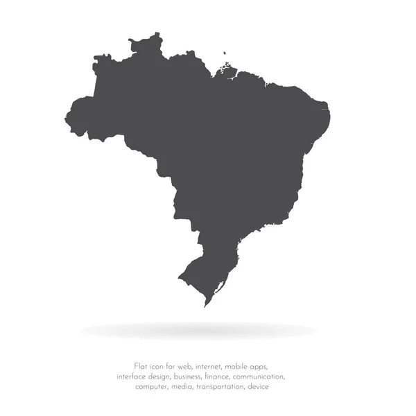 Mapa Vetorial Brasil Ilustração Vetorial Isolada Preto Sobre Fundo Branco —  Vetores de Stock