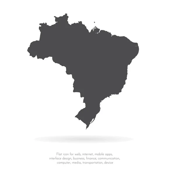 Mapa Vectorial Brasil Ilustración Vectorial Aislada Negro Sobre Fondo Blanco — Archivo Imágenes Vectoriales