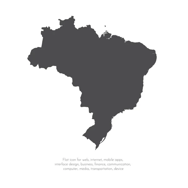 ベクトル マップのブラジル 分離ベクトル図です 白背景に黒 Eps — ストックベクタ