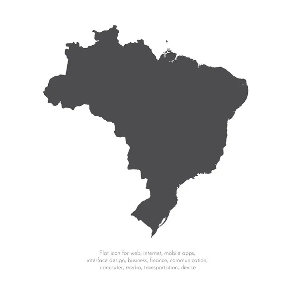 Mapa Vectorial Brasil Ilustración Vectorial Aislada Negro Sobre Fondo Blanco — Archivo Imágenes Vectoriales