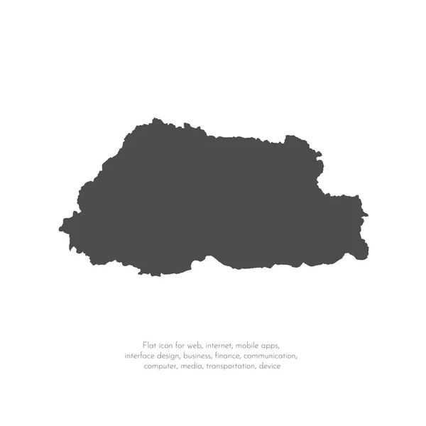 Vektoros Térkép Bután Elszigetelt Vektoros Illusztráció Fekete Fehér Alapon Eps — Stock Vector
