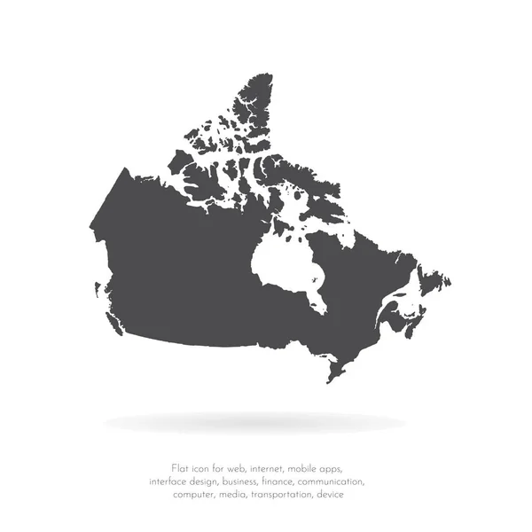 Mapa Vetorial Canadá Ilustração Vetorial Isolada Preto Sobre Fundo Branco —  Vetores de Stock