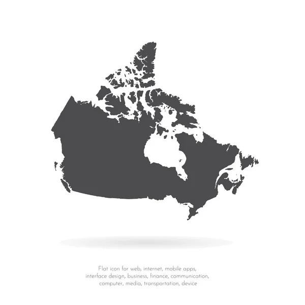 Mapa Vetorial Canadá Ilustração Vetorial Isolada Preto Sobre Fundo Branco — Vetor de Stock