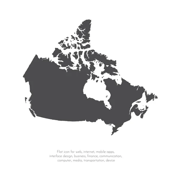 矢量地图加拿大 孤立的矢量插图 黑色的白色背景 Eps — 图库矢量图片