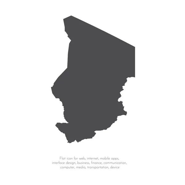 Kaart Van Vector Tsjaad Geïsoleerde Vector Illustratie Zwart Een Witte — Stockvector