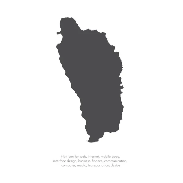 Mappa Vettoriale Dominica Illustrazione Del Vettore Isolato Nero Sfondo Bianco — Vettoriale Stock
