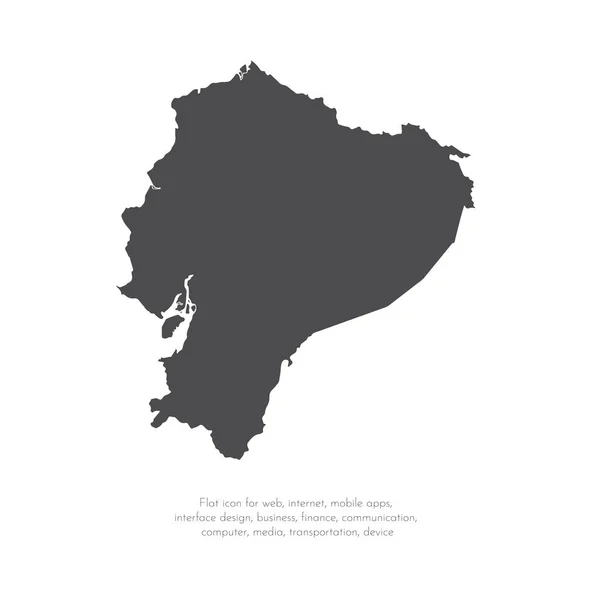 Mapa Vetorial Equador Ilustração Vetorial Isolada Preto Sobre Fundo Branco — Vetor de Stock
